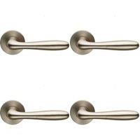 Loops 4x PAIR Smooth Rounded Bar Handle on Slim Round Rose Concealed Fix Satin Steel in Metallics