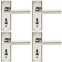 Loops 4x Round Bar Section Lever on Bathroom Backplate 150 x 50mm Dual Nickel in Metallics