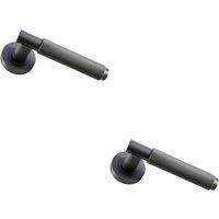Loops 2x PAIR Knurled Grip Round Bar Handle on Round Rose Concealed Fix Matt Bronze
