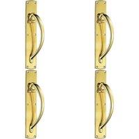 Loops 4x Right Handed Curved Door Pull Handle 457 x 75mm Backplate Polished Brass in Metallics