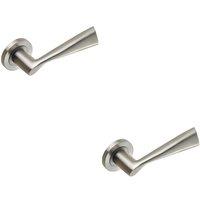 Loops 2x PAIR Angular Design Handle on Round Rose Concealed Fix Satin Stainless Steel in Metallics