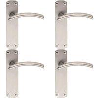 Loops 4x Arched Lever on Latch Backplate Door Handle 170 x 42mm Satin Chrome