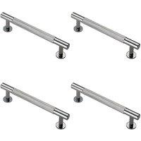 Loops 4x Knurled Bar Door Pull Handle 158 x 13mm 128mm Fixing Centres Chrome