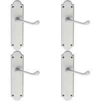 Loops 4x PAIR Victorian Scroll Handle on Latch Backplate 205 x 49mm Satin Chrome