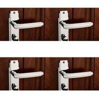 Loops 4x PAIR Line Detailed Handle on Bathroom Backplate 205 x 45mm Polished Chrome