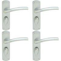 Loops 4x Rounded Curved Bar Handle on Bathroom Backplate 170 x 42mm Satin Chrome
