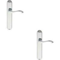 Loops 2x PAIR Curved Handle on Long Slim Latch Backplate 241 x 40mm Polished Chrome