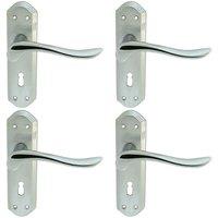 Loops 4x PAIR Curved Lever on Sculpted Edge Backplate 180 x 48mm Satin/Polished Chrome