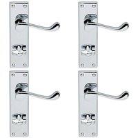 Loops 4x PAIR Victorian Scroll Lever on Bathroom Backplate 155 x 41mm Polished Chrome