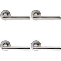 Loops 4x PAIR Straight Smooth Round Bar Handle on Round Rose Concealed Fix Satin Steel in Metallics