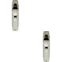 Loops 2x PAIR Line Detailed Door Knob on Bathroom Backplate 205 x 45mm Satin Nickel in Metallics