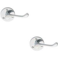 Loops 2x PAIR Victorian Scroll Lever on 58mm Round Rose Polished Chrome Door Handle