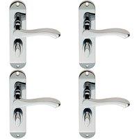 Loops 4x PAIR Scroll Lever Door Handle on Bathroom Backplate 180 x 40mm Chrome
