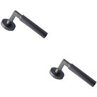 Loops 2x PAIR Straight Round Bar Handle on Round Rose Concealed Fix Matt Bronze