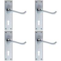 Loops 4x Victorian Scroll Handle on Rectangular Lock Backplate 155 x 41mm Satin Chrome
