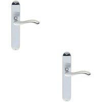 Loops 2x PAIR Curved Handle on Long Slim Latch Backplate 241 x 40mm Satin Chrome
