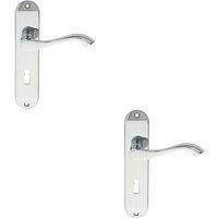 Loops 2x PAIR Curved Handle on Chamfered Lock Backplate 180 x 40mm Polished Chrome
