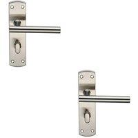 Loops 2x Mitred T Bar Lever on Bathroom Backplate Handle Thumbturn Lock Satin Steel in Metallics