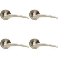 Loops 4x PAIR Slim Arched Flat Lever on Round Rose Concealed Fix Satin Stainless Steel in Metallics