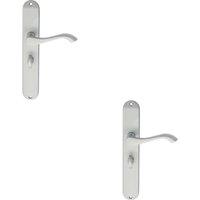Loops 2x PAIR Curved Handle on Long Slim Bathroom Backplate 241 x 40mm Satin Chrome