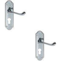 Loops 2x PAIR Victorian Upturned Lever on Euro Lock Backplate 168 x 47mm Chrome