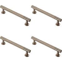 Loops 4x Knurled Bar Door Pull Handle 158 x 13mm 128mm Fixing Centres Satin Nickel in Metallics