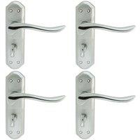 Loops 4x PAIR Curved Handle on Sculpted Bathroom Backplate 180 x 48mm Chrome