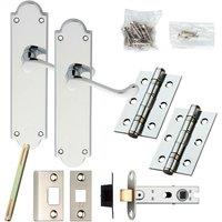 Loops Door Handle & Latch Pack Chrome Victorian Scroll Lever Backplate 205 x 49mm