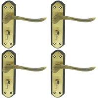 Loops 4x PAIR Curved Lever on Sculpted Bathroom Backplate 180 x 48mm Florentine Bronze