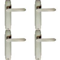 Loops 4x PAIR Line Detailed Handle on Latch Backplate 205 x 45mm Satin Nickel in Metallics