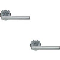 Loops 2x PAIR Straight T Bar Handle on Round Rose Concealed Fix Satin Chrome