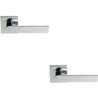 Loops 2x PAIR Flat Rectangular Bar Lever on Square Rose Concealed Fix Polished Chrome