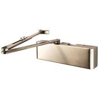 Loops Full Cover Overhead Door Closer Variable Power 2 5 Satin Nickel Plated in Metallics