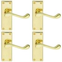 Loops 4x PAIR Victorian Scroll Handle on Latch Backplate 120 x 41mm Polished Brass in Metallics