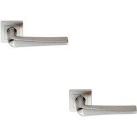 Loops 2x PAIR Square Cut Tapered Handle on Square Rose Concealed Fix Satin Steel in Metallics