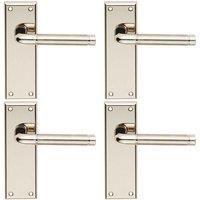 Loops 4x PAIR Round Bar Handle on Latch Backplate 150 x 50mm Polished & Satin Nickel in Metallics
