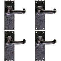 Loops 4x PAIR Forged Curved Lever Handle on Latch Backplate 155 x 54mm Black Antique