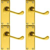 Loops 4x PAIR Victorian Scroll Lever on Short Latch Backplate 118 x 43mm Brass in Metallics