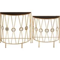 Orsina Stylish Set Of 2 Cross Design Console Tables, Durable Hallway Table, Easily Maintained Modern Console Table in Gold