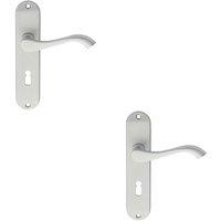 Loops 2x PAIR Curved Handle on Chamfered Lock Backplate 180 x 40mm Satin Chrome