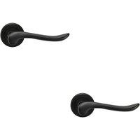 Loops 2x PAIR Scroll Shaped Lever Handle on Round Rose Concealed Fix Matt Black