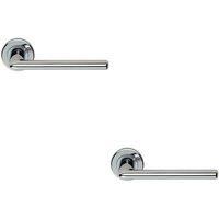 Loops 2x PAIR Slimline Straight Bar Lever on Round Rose Concealed Fix Polished Chrome