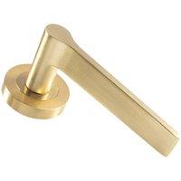 Loops PAIR Straight Rounded Handle on Round Rose Concealed Fix Satin Brass in Metallics