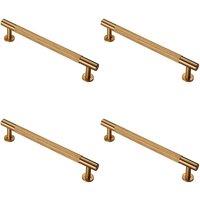 Loops 4x Knurled Bar Door Pull Handle 190 x 13mm 160mm Fixing Centres Satin Brass in Metallics