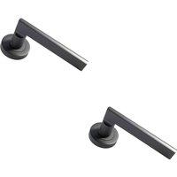 Loops 2x PAIR Straight Plinth Mounted Handle on Round Rose Concealed Fix Matt Bronze