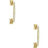 Loops 2x One Piece Door Pull Handle 250mm Length 54mm Projection Polished Brass in Metallics