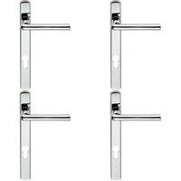 Loops 4x PAIR Straight Lever on Narrow Euro Lock Backplate 220 x 26mm Polished Chrome