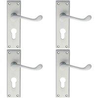 Loops 4x PAIR Victorian Scroll Handle on Euro Lock Backplate 150 x 43mm Satin Chrome