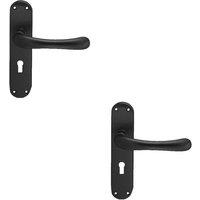 Loops 2x PAIR Smooth Rounded Handle on Shaped Lock Backplate 185 x 42mm Matt Black