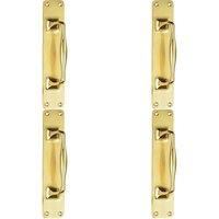 Loops 4x One Piece Door Pull Handle on Backplate 297mm Length Polished Brass in Metallics